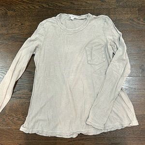 James Perse long-sleeve tee in light taupe 0